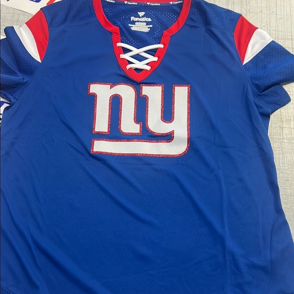 Blue Fanatics Sports Jersey with Red and White Accents